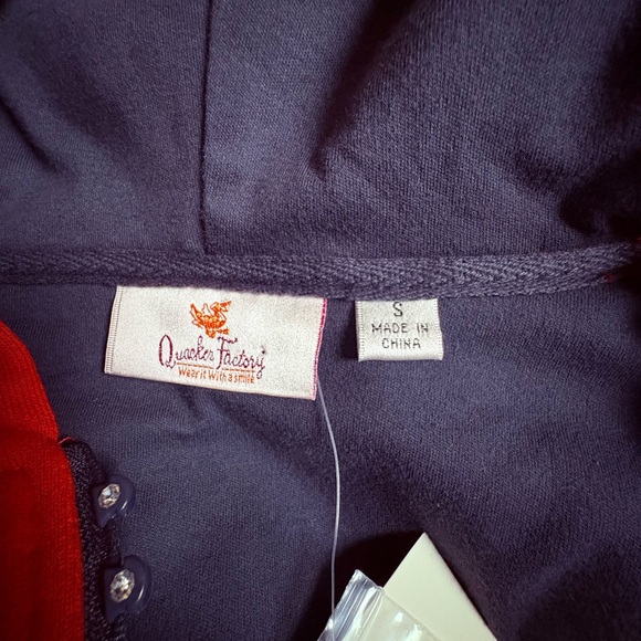Quacker Factory Red Patriotic Rhinestone Zip Hoodie Americana Navy Small NWT - Picture 4 of 7